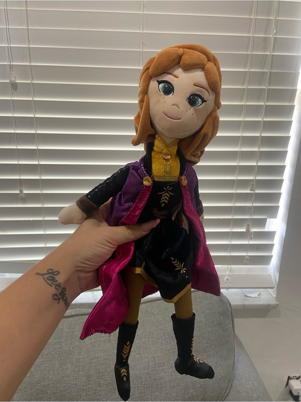 Ty Disney Frozen Anna Plush Doll in Pink, Black & Gold
